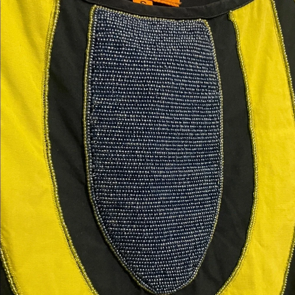 Roberta Freymann Navy Dress with Lime Green Accents- Size Small - Picture 4 of 6